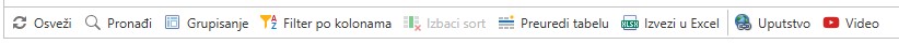 Alatna traka ispod tabele