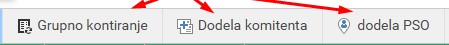 Meni sa akcijama iznad tabele